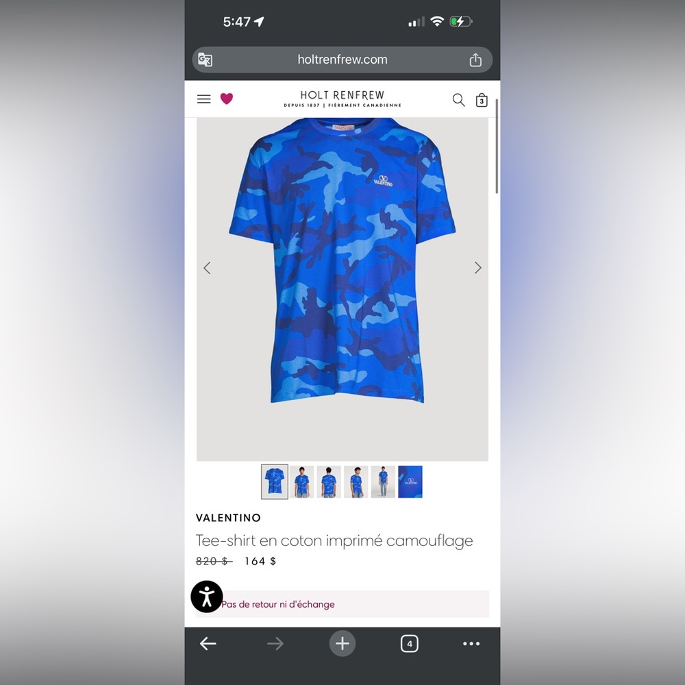 Valentino Blue Camouflage Cotton Logo T-Shirt | Made in Italy | Size L 💙 - Picture 7 of 13